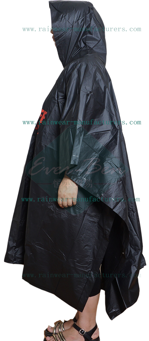 Black PVC rain ponchos for sale from China